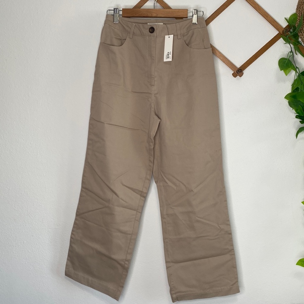 NWT Glassons tan high waisted wide leg pants